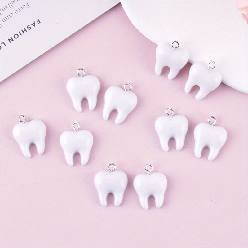 Resin Art Pendant - 10Pcs Fun Tooth Resin Charms Cute
