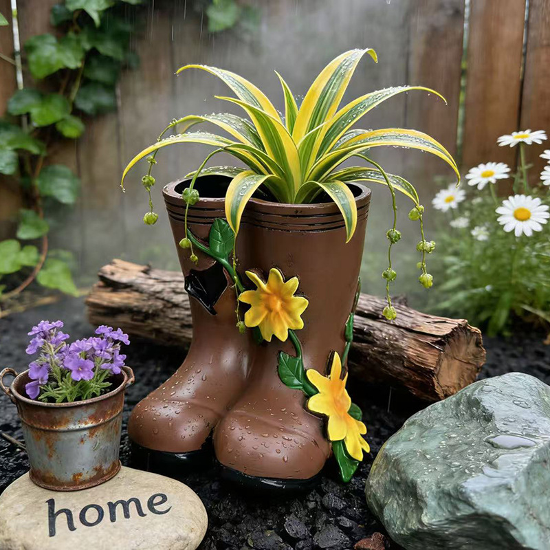 Resin Art Unique Ideas - Pastoral Rain Boot Shaped Vase Rustic
