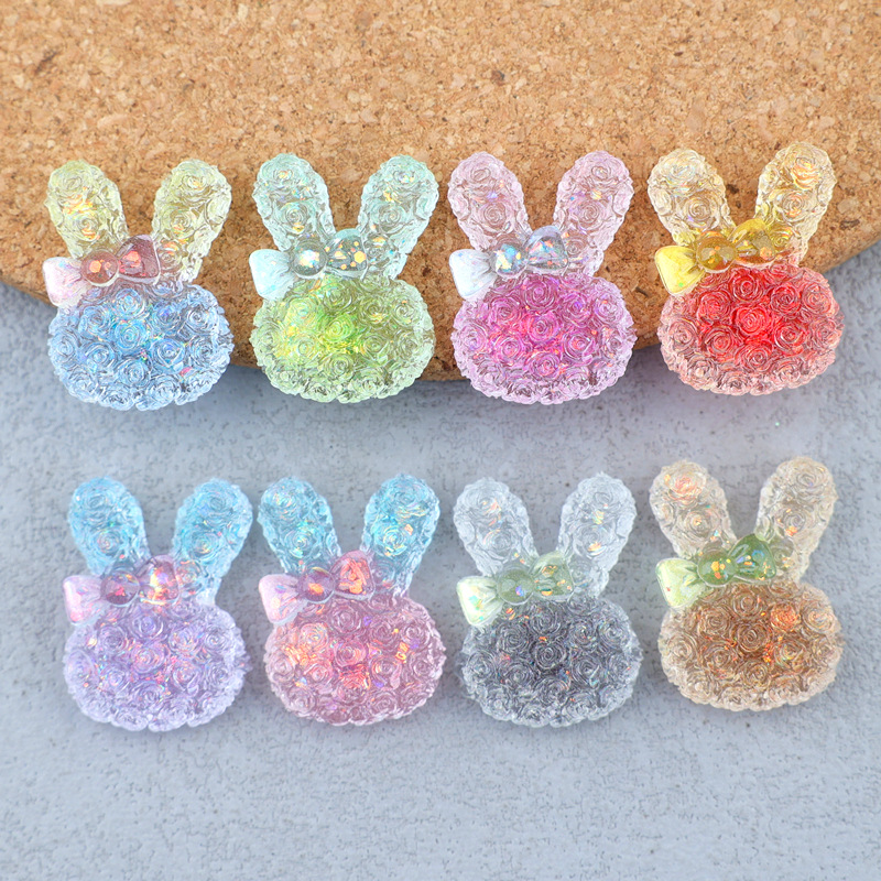 Resin Art Supplies - 5PCS 18*25mm Luminous Gradient Rabbit Resin