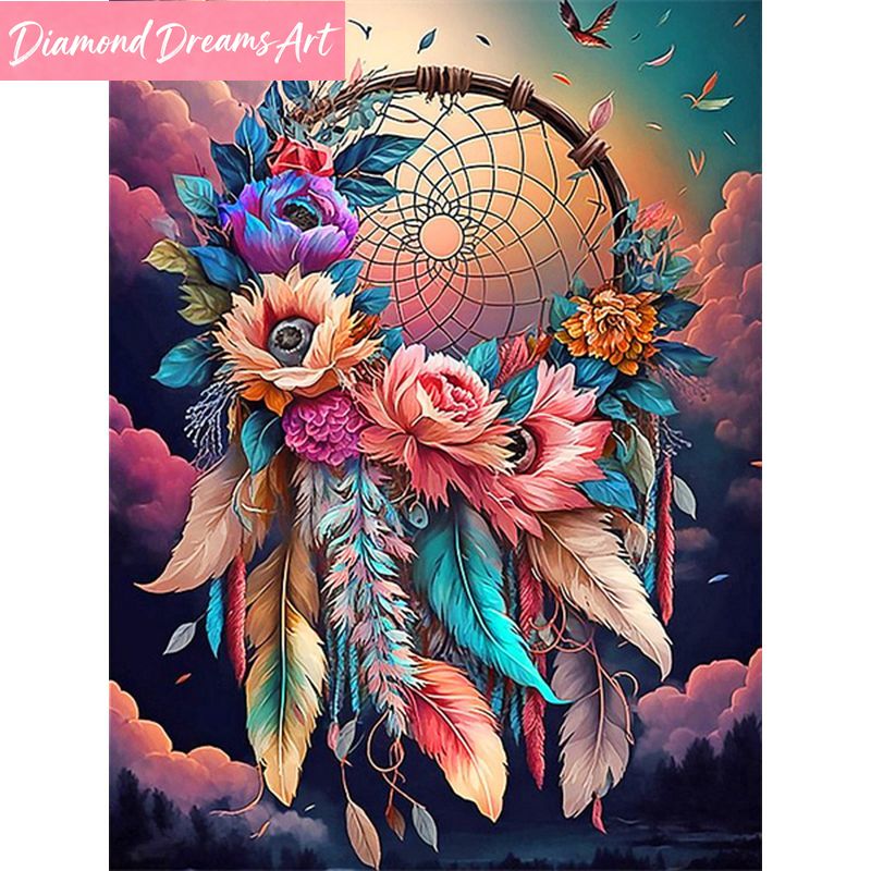 Resin Art Of Flowers - Frameless, Diamond Painting Dream Catcher Butterfly