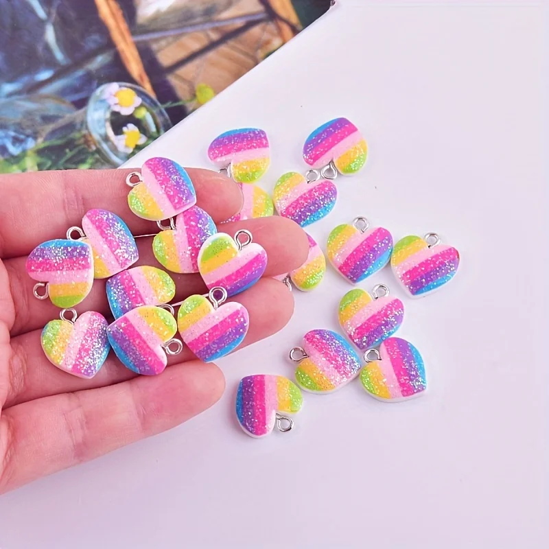 10Pcs Colorful Heart Resin Cha - Resin Art Supplies Near Me recension och pris