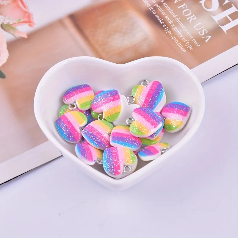 10Pcs Colorful Heart Resin Cha - Resin Art Supplies Near Me recension och pris