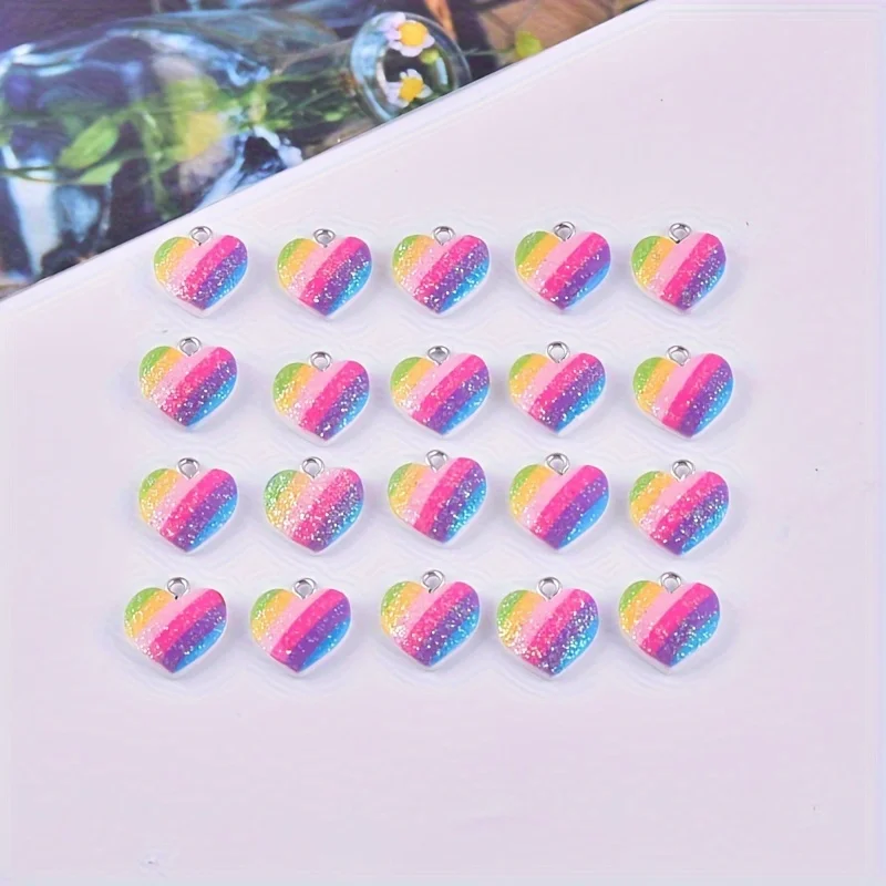 10Pcs Colorful Heart Resin Cha - Resin Art Supplies Near Me recension och pris
