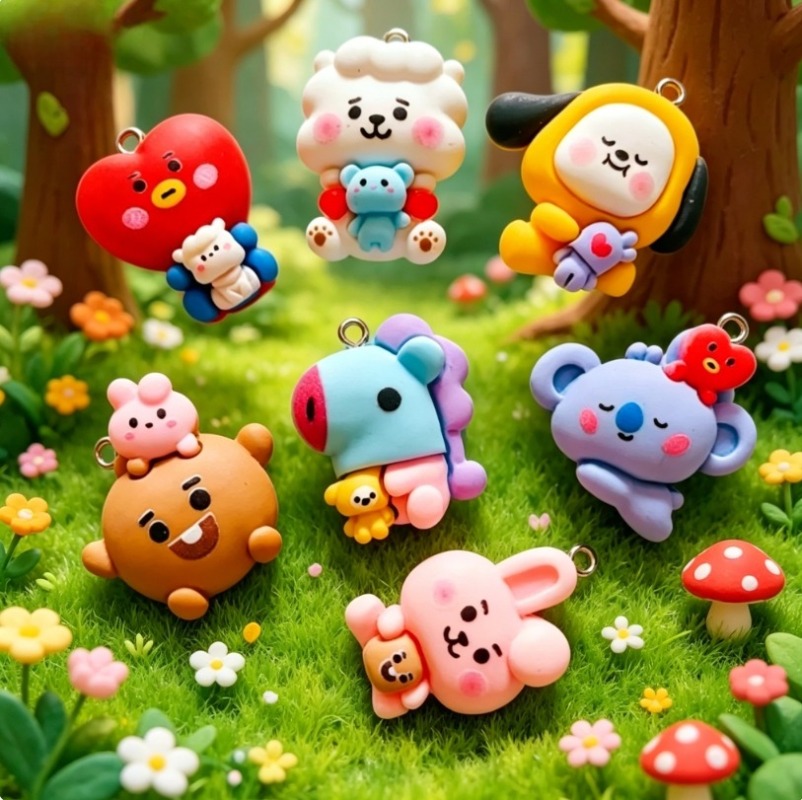 7pcs BT21 Resin Cartoon Charm  - Resin Art Bracelet recension och pris