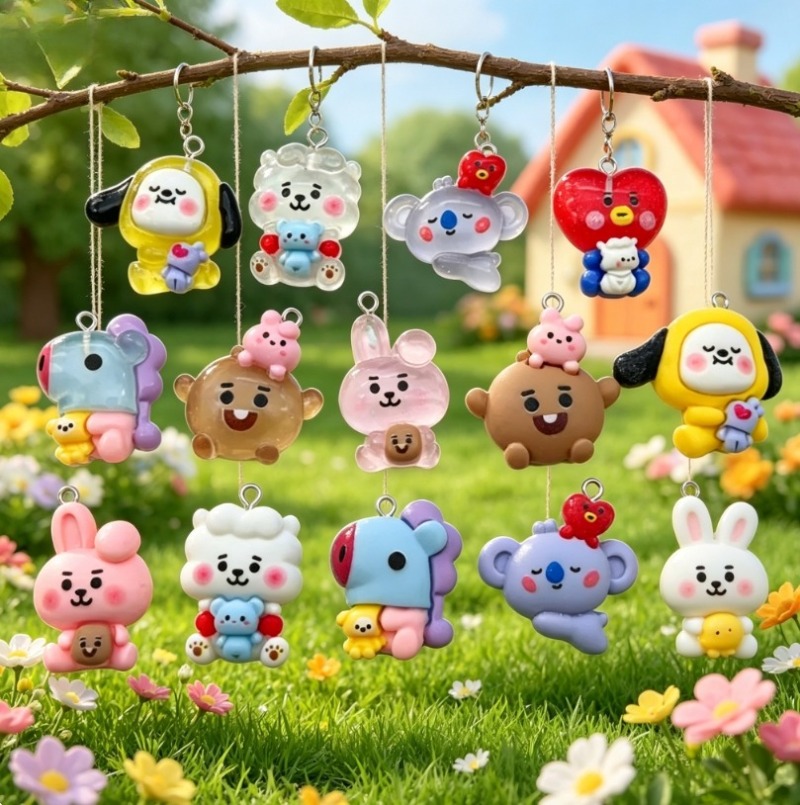 7pcs BT21 Resin Cartoon Charm  - Resin Art Bracelet recension och pris